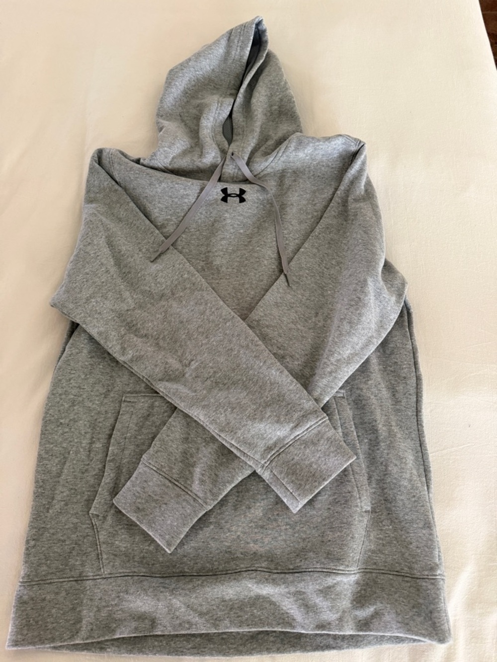 Under Armour Heather Gray Pullover Hoodie with Black Logo